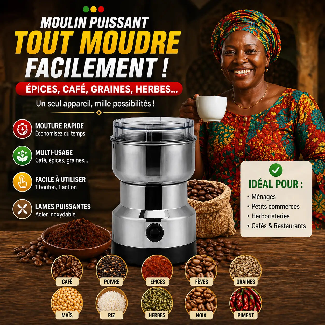 Moulin Électrique En Acier Inoxydable