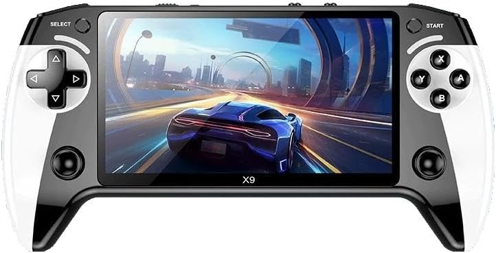 X9 Console de jeu portable rétro avec écran IPS de 5,5 Résolution 800 x 480 avec plus de 6200 jeux Prend en charge 10 émulateurs de sortie TV et carte TF extensible X9 Console de jeu portable rétro avec écran IPS de 5,5 Résolution 800 x 480 avec plus de 6200 jeux Prend en charge 10 émulateurs de sortie TV et carte TF extensible