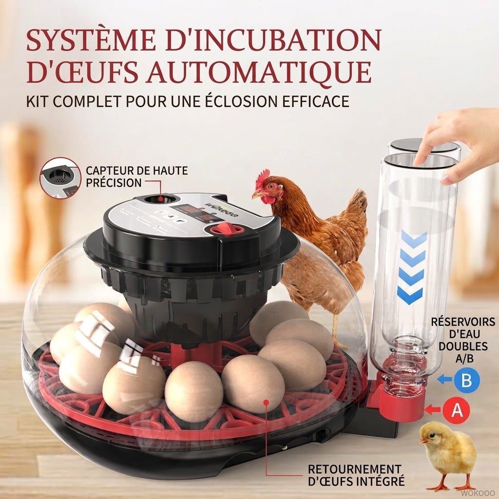 Incubateur d'oeufs automatique 12pcs