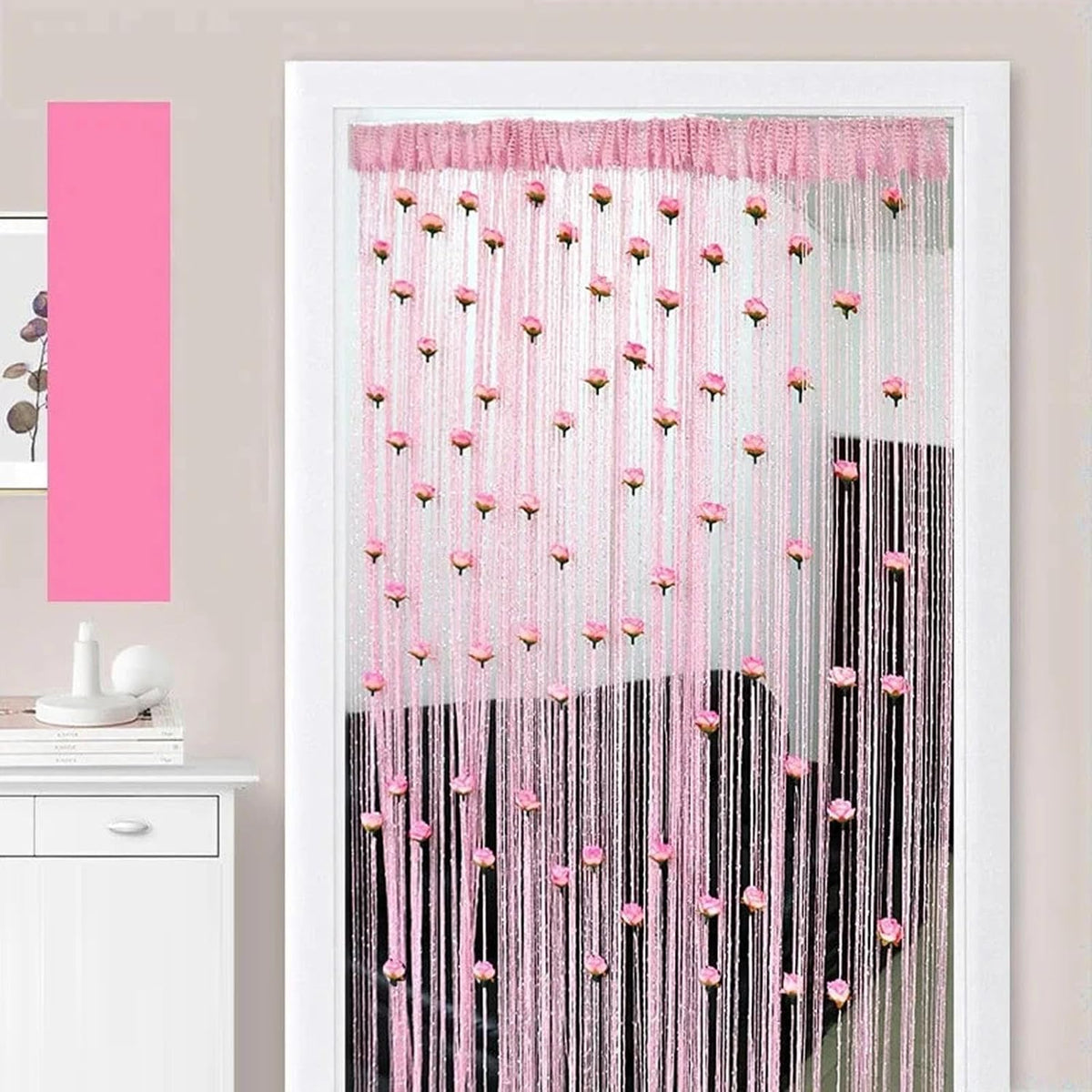 Rideau de porte en fil de rose