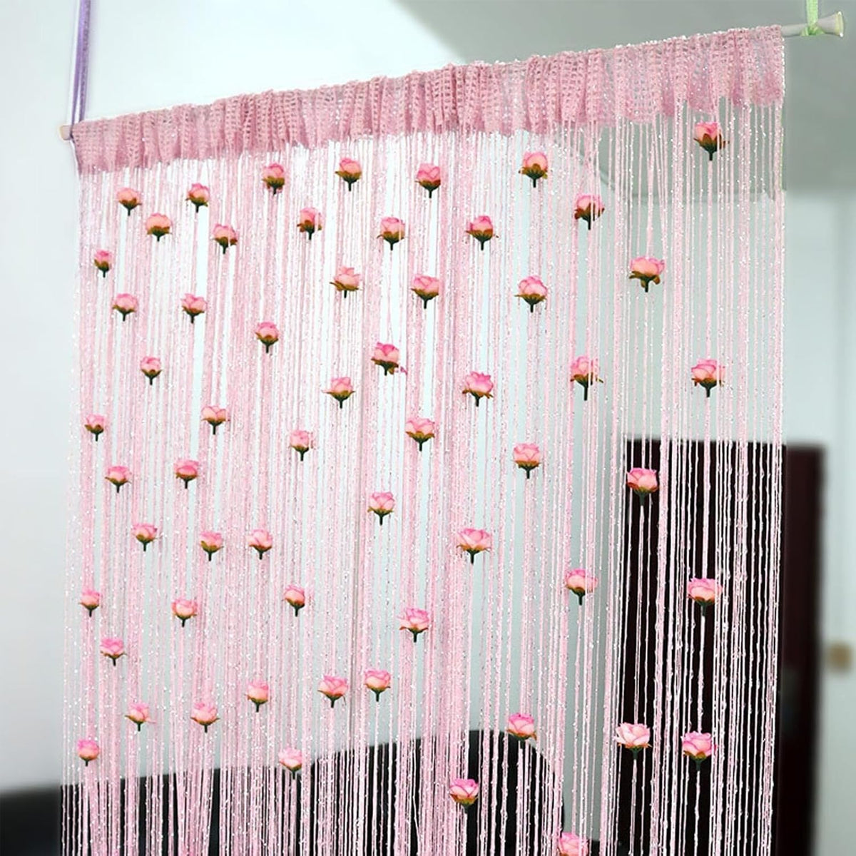 Rideau de porte en fil de rose