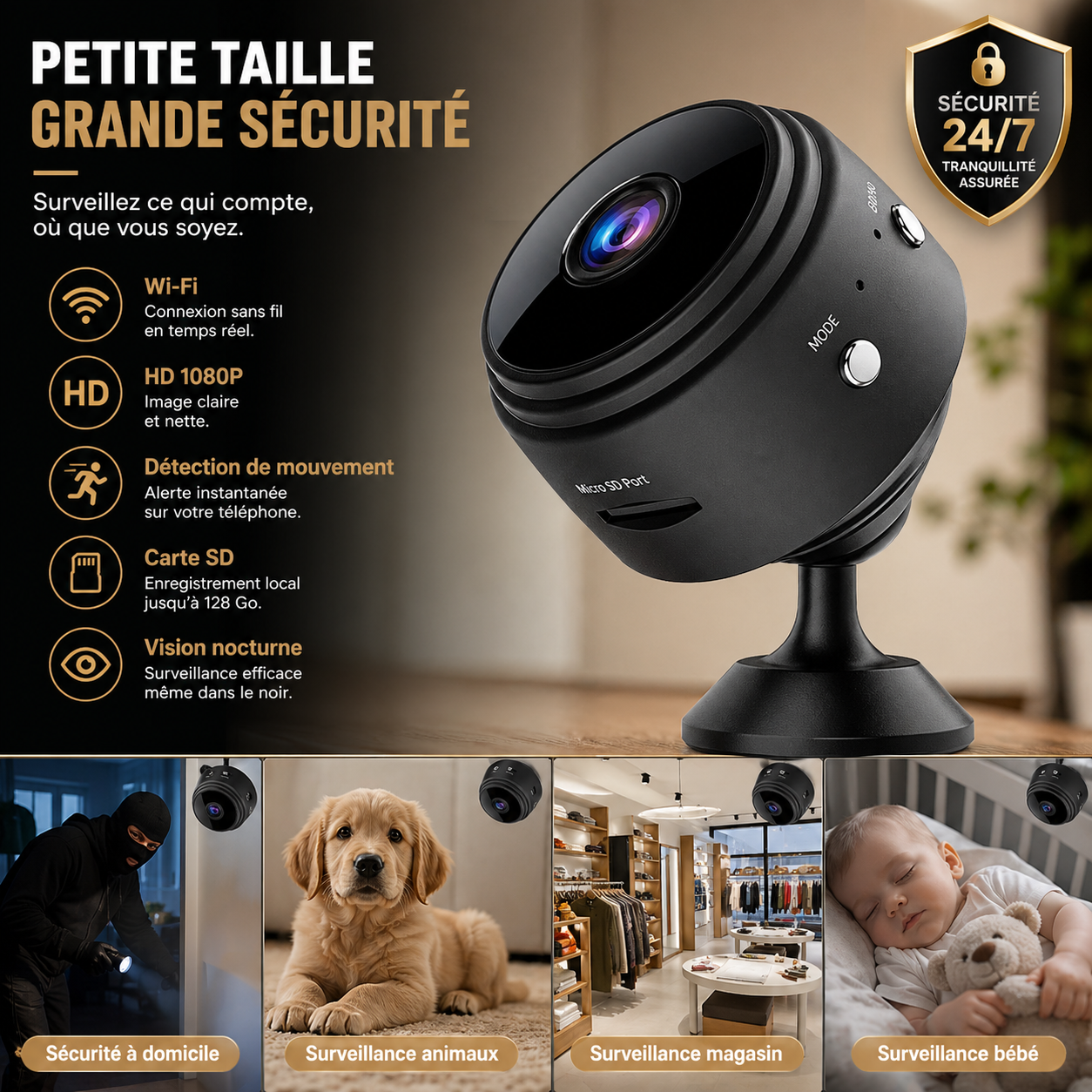 Mini Caméra Espion HD – Sécurité Invisible avec Connexion WiFi