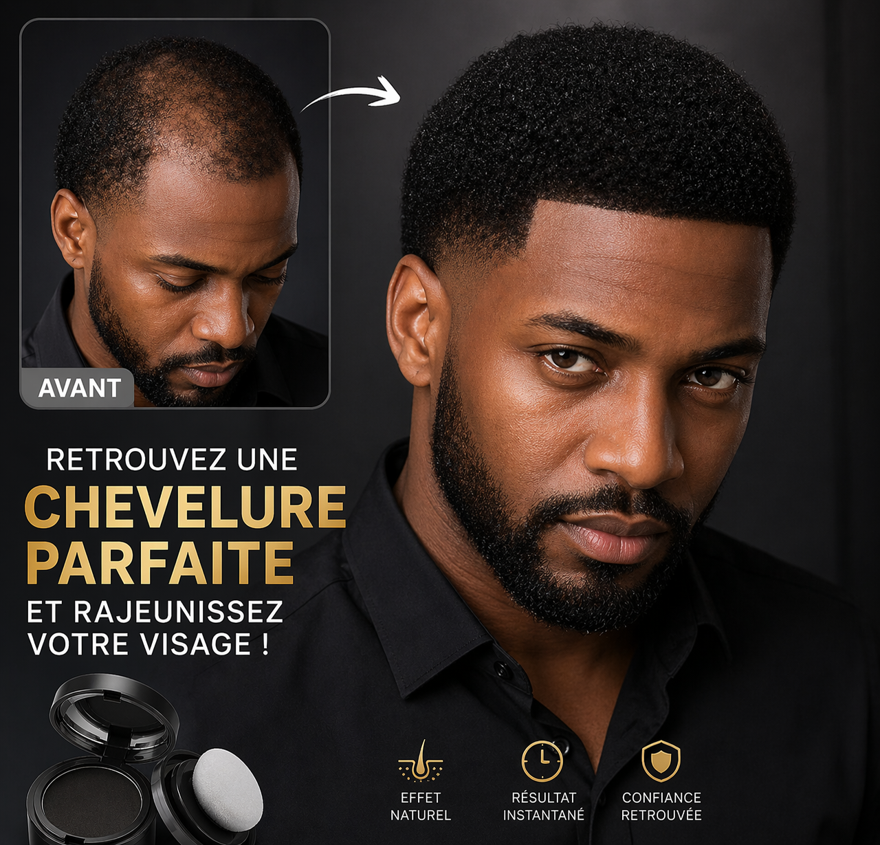 Poudre Magique Anti-Calvitie – Effet Cheveux Denses Instantané