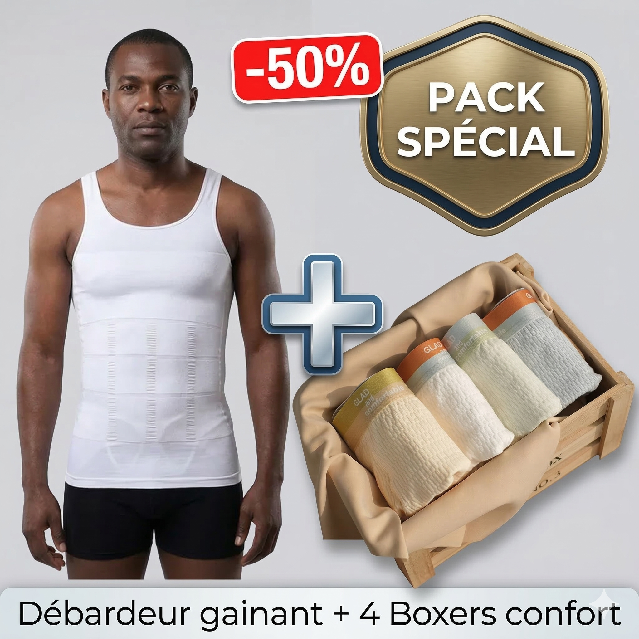 Pack Confort Homme : 1 Débardeur Gainant + 4 Boxers