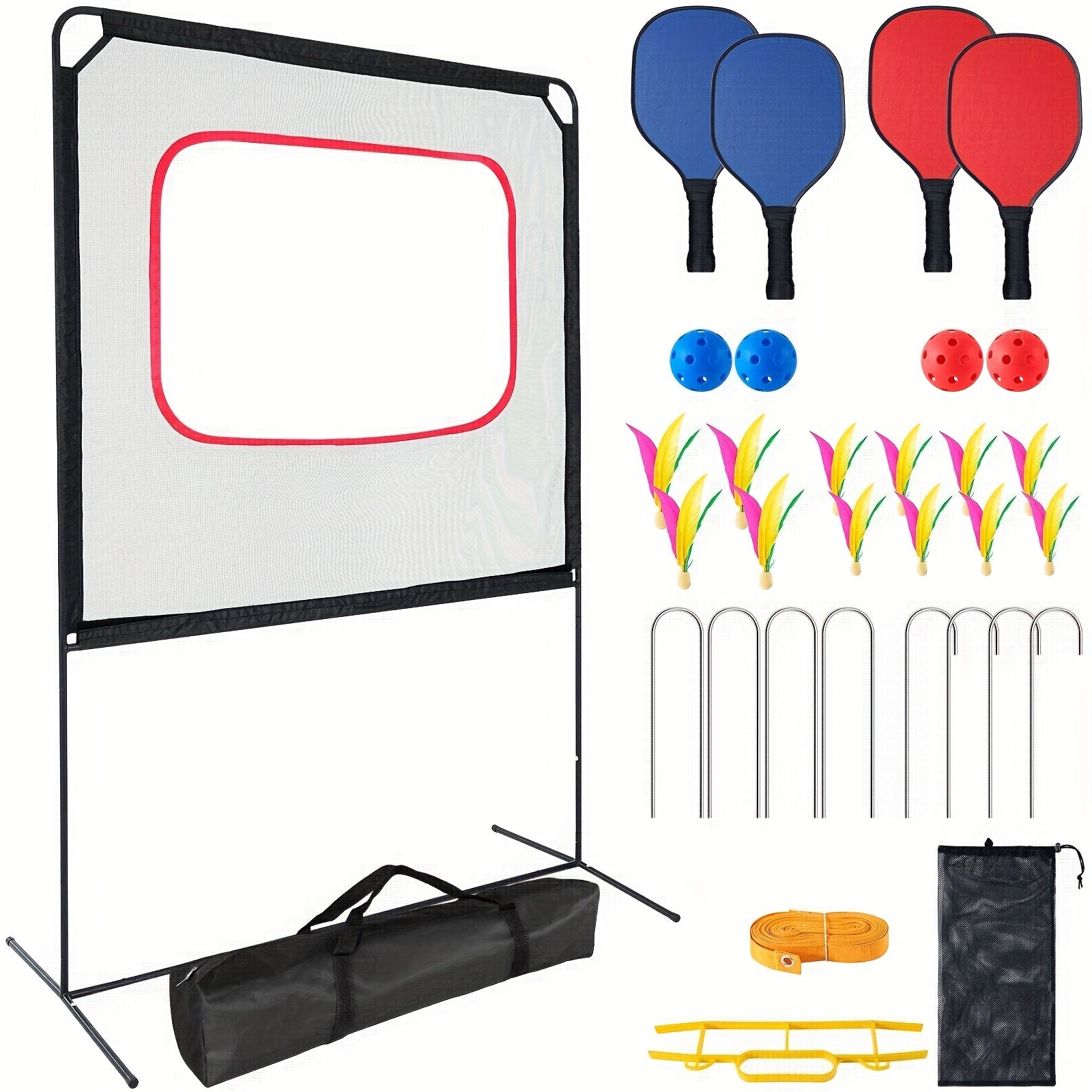 Ensemble Portable de Pickleball avec Filet et Accessoires