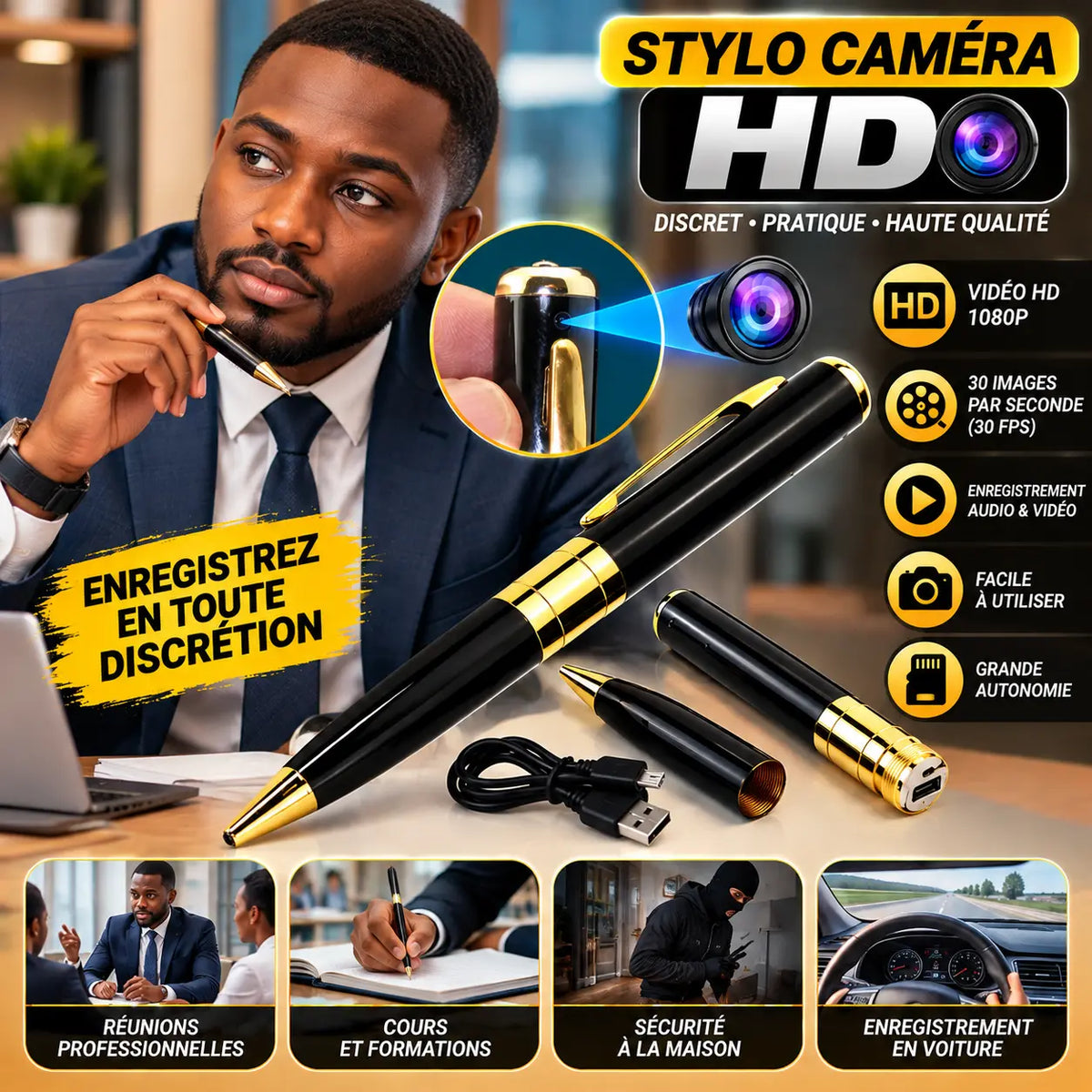Stylo Caméra HD avec Micro v2
