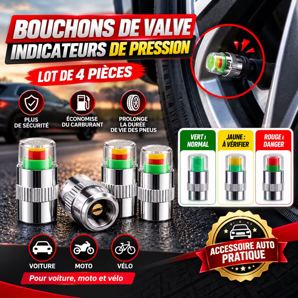 Kit 4 pcs Indicateur Intelligent De Pression Des Pneus